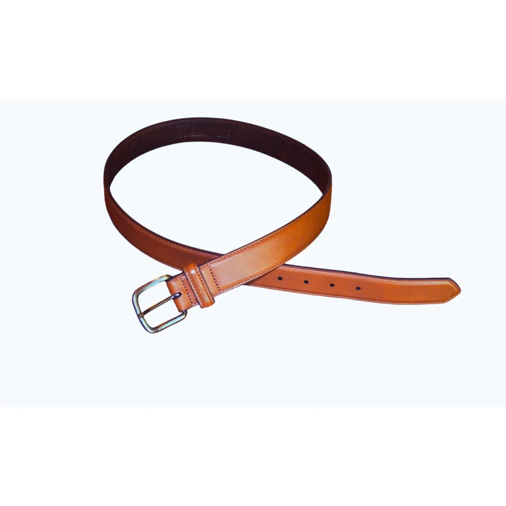 Genuine Leather Belt Adult Size 38 Brown With Pewter Tone Buckle by Stacie Adams